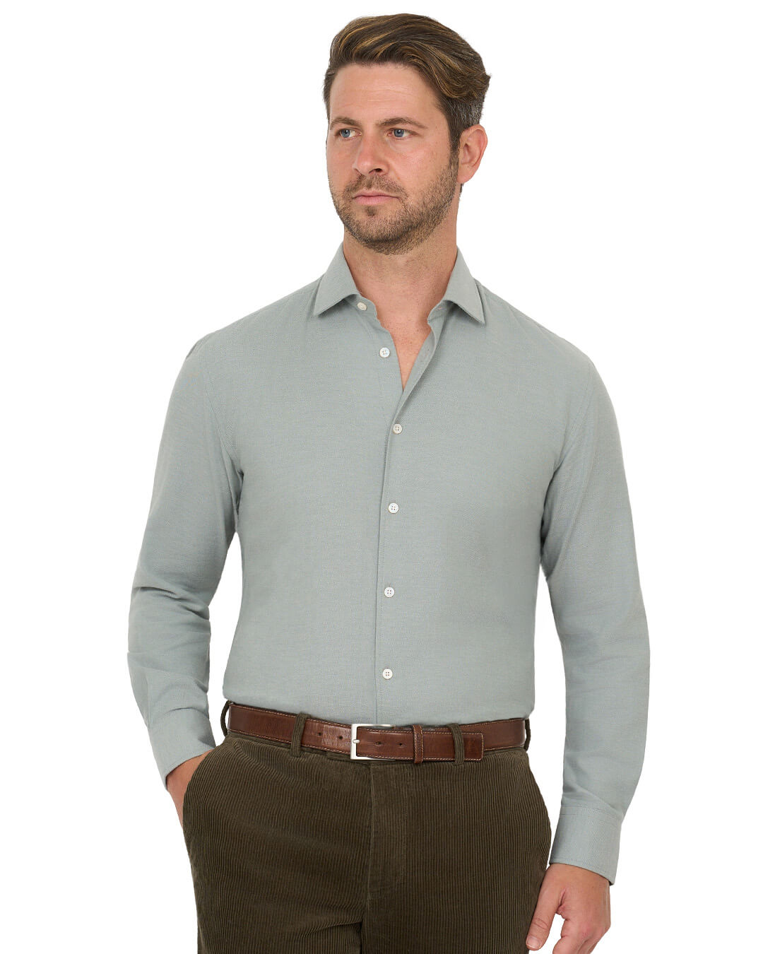 Gagliardi Sage Shirt Brushed Cotton