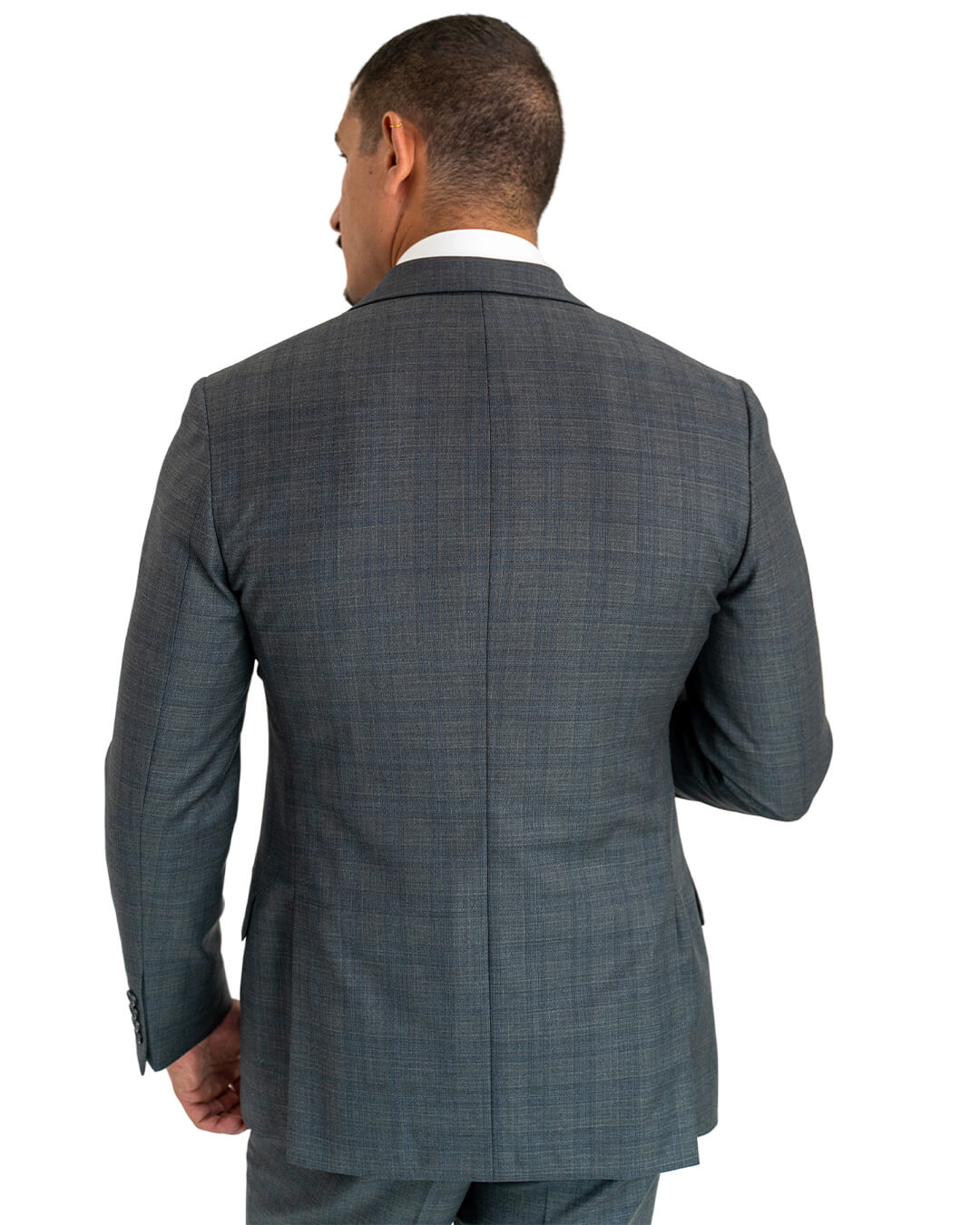 Grey Stretch Sharkskin Check Suit