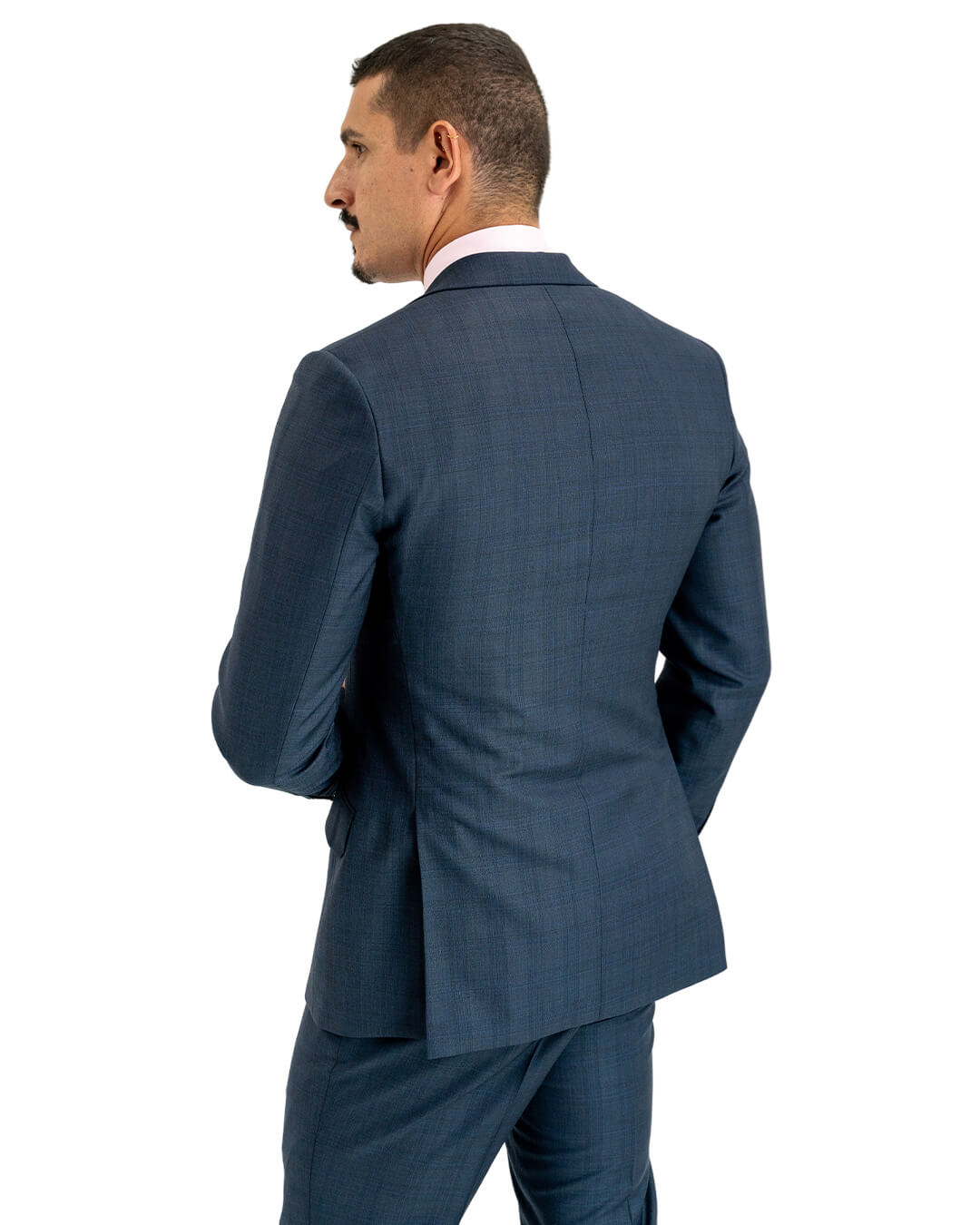 Blue Stretch Sharkskin Check Suit