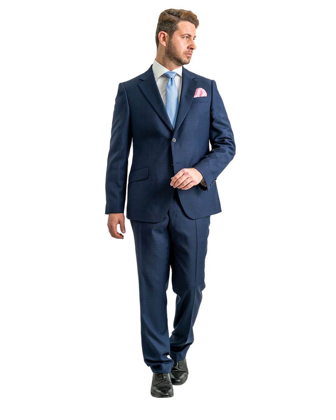 Navy Natural Stretch Tonal Checked Suit