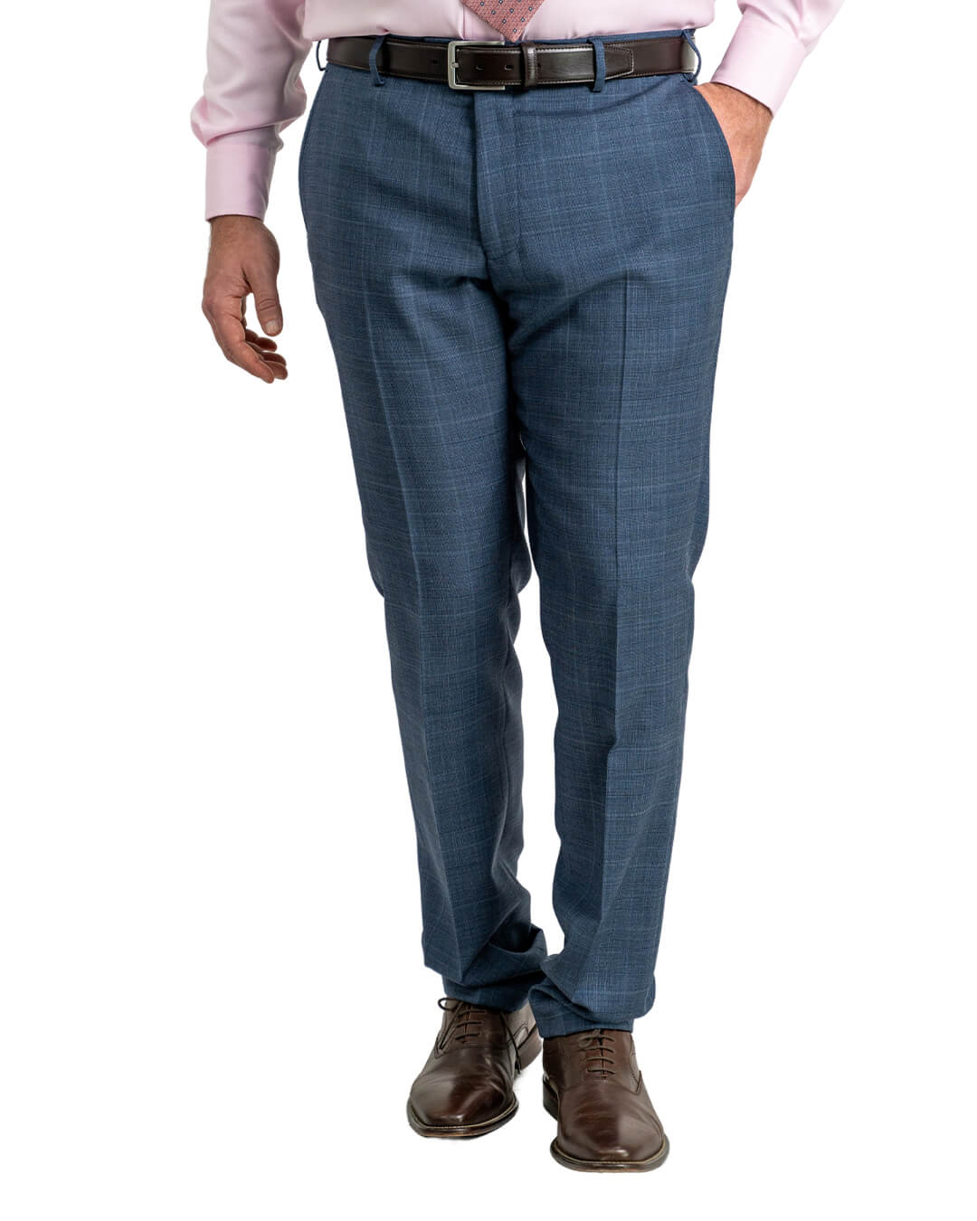 Blue Natural Stretch Sharkskin Check Suit