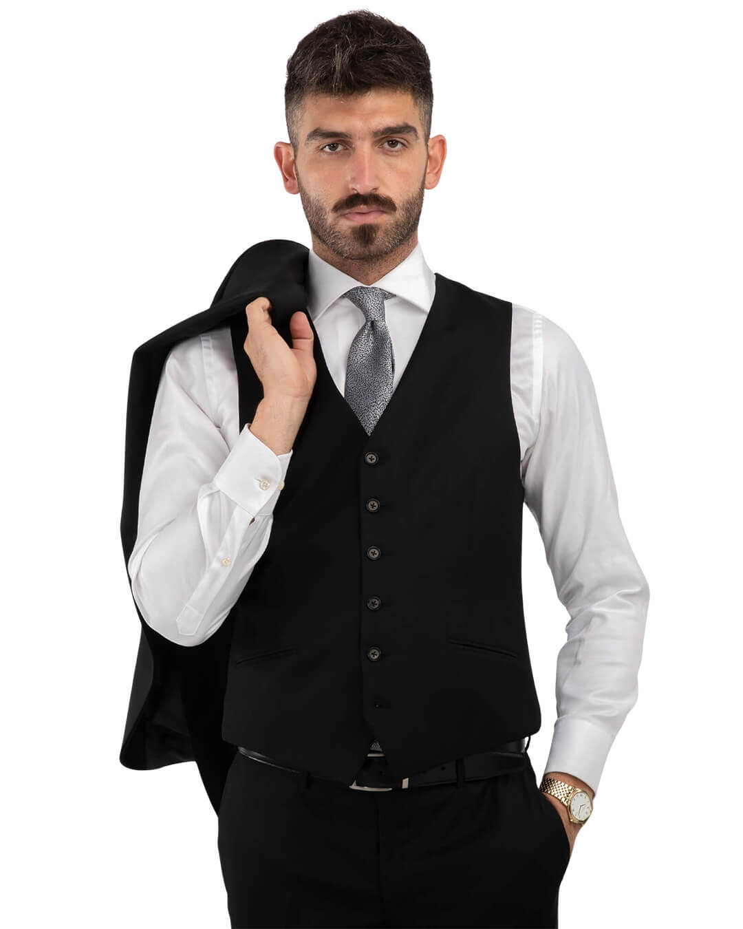 Lanificio F.lli Cerruti Black Plain Waistcoat