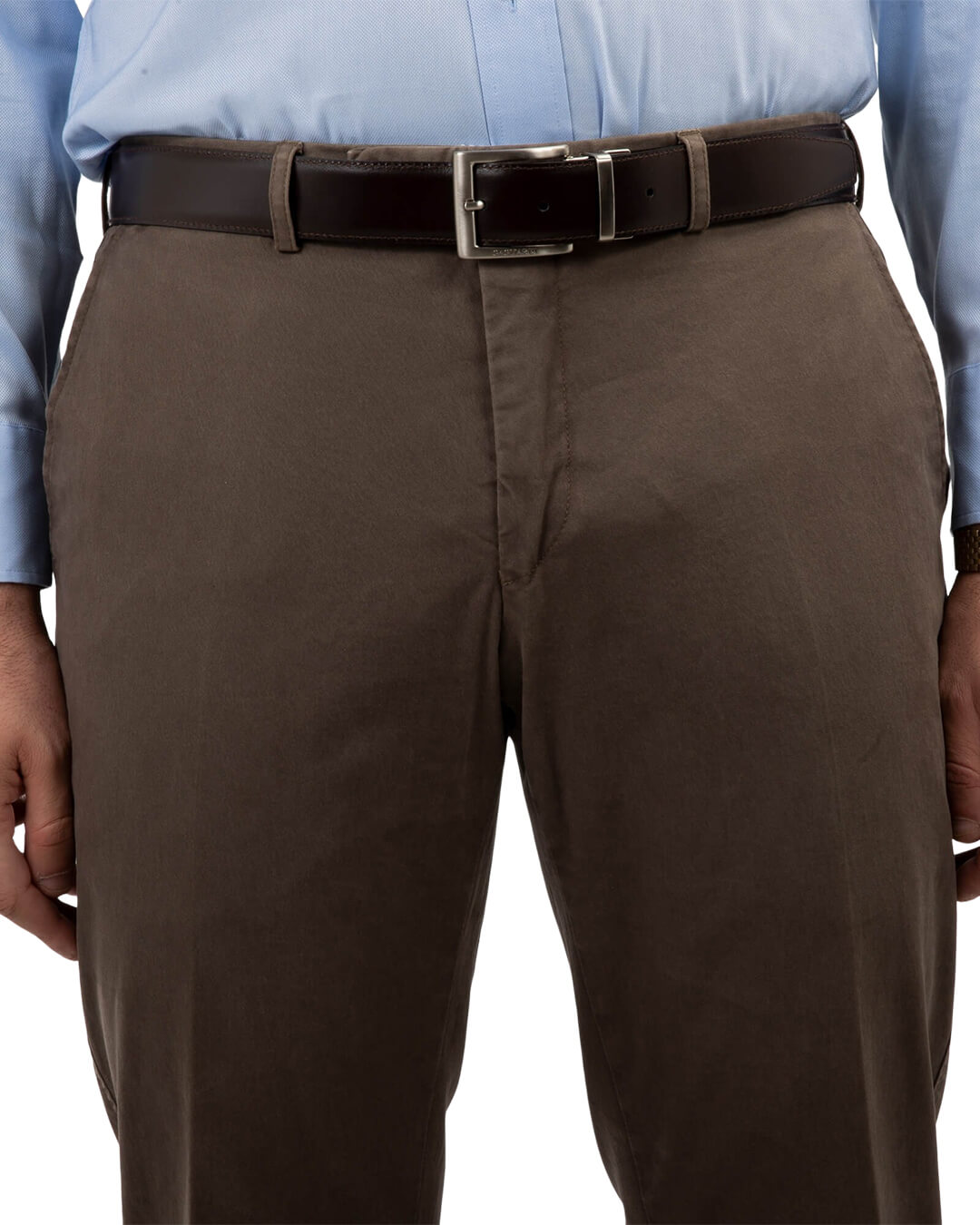 Taupe Plain Cotton Trousers