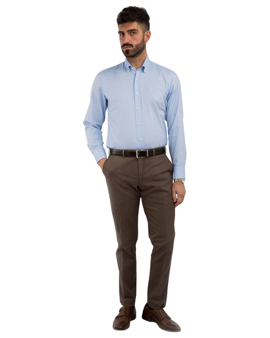 Taupe Plain Cotton Trousers