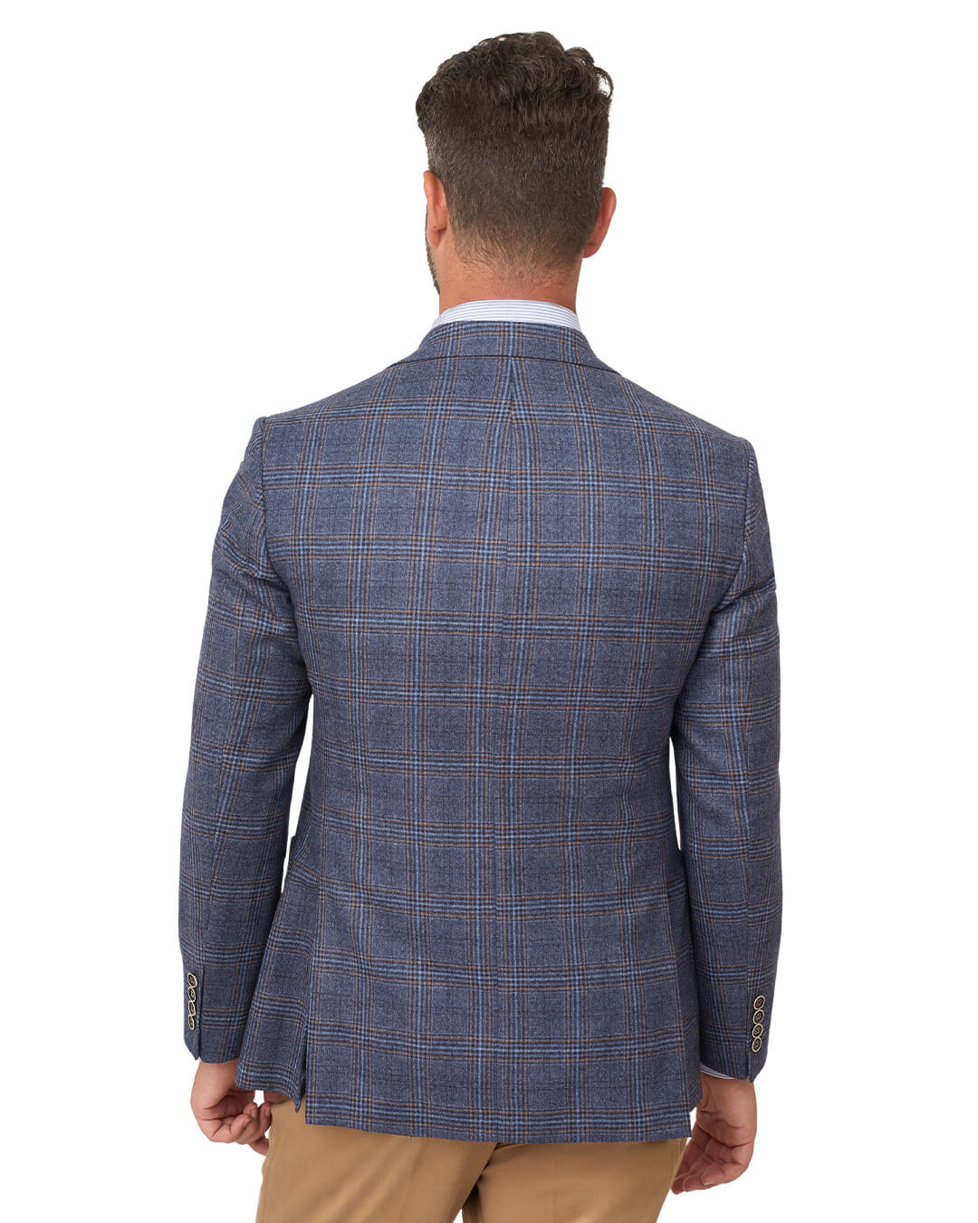 Gagliardi Denim Blue Check Sharkskin Reda Jacket