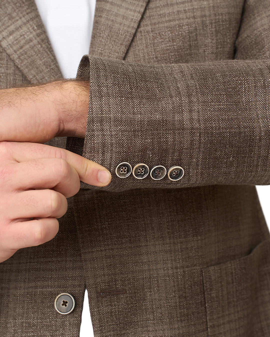 Gagliardi Brown Jacket Reda Linen Wool Check Super 110S