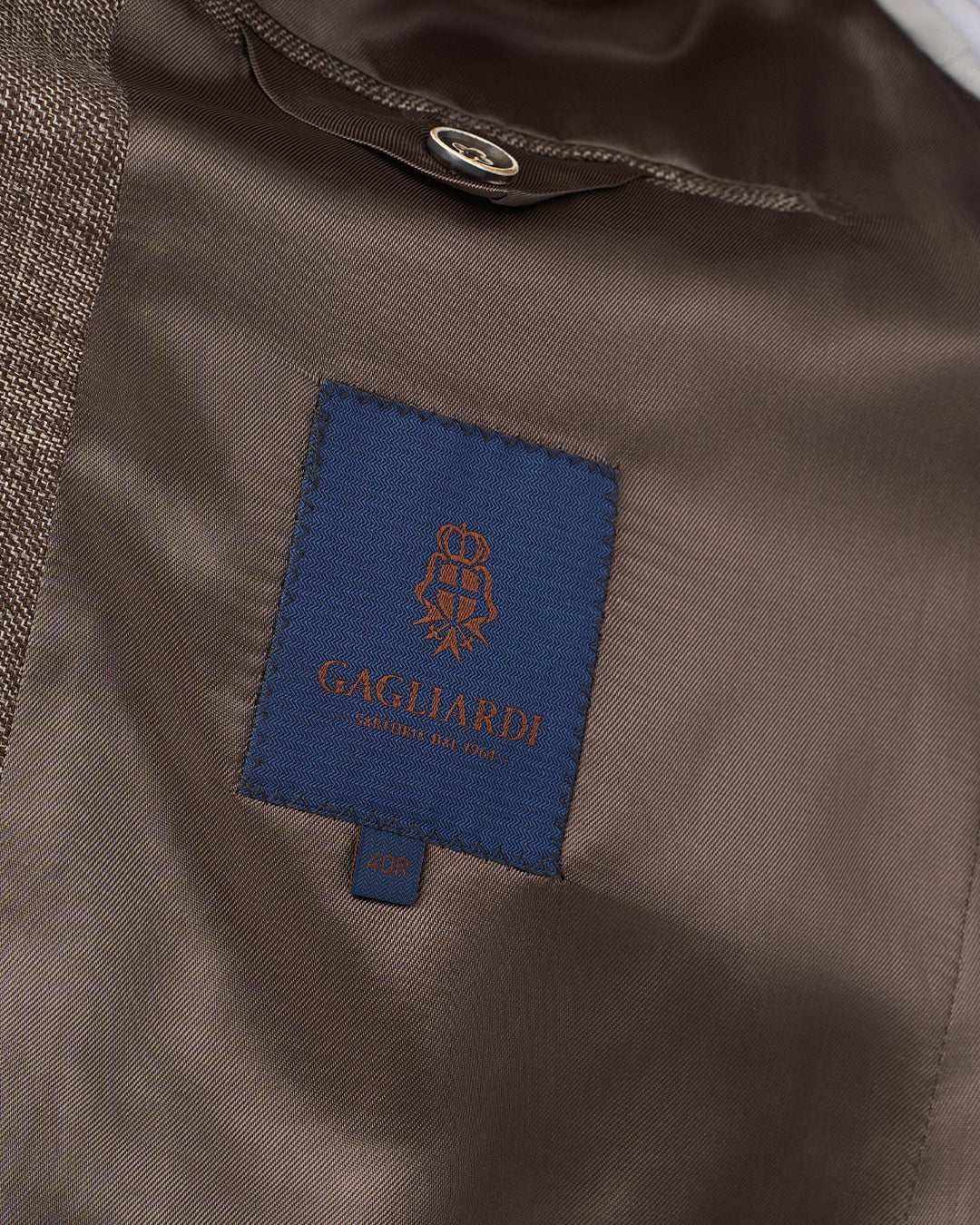 Gagliardi Brown Jacket Reda Linen Wool Check Super 110S