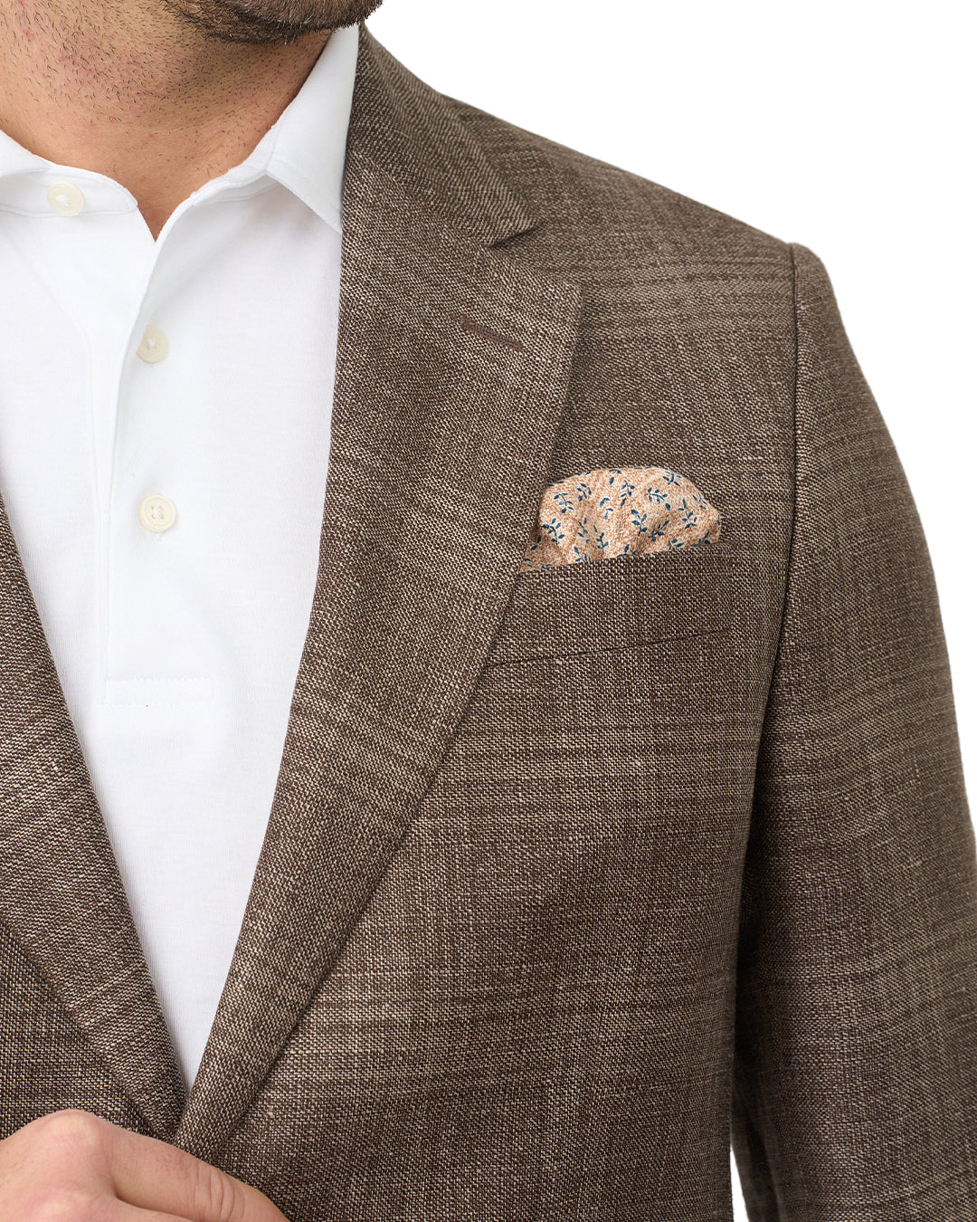Gagliardi Brown Jacket Reda Linen Wool Check Super 110S