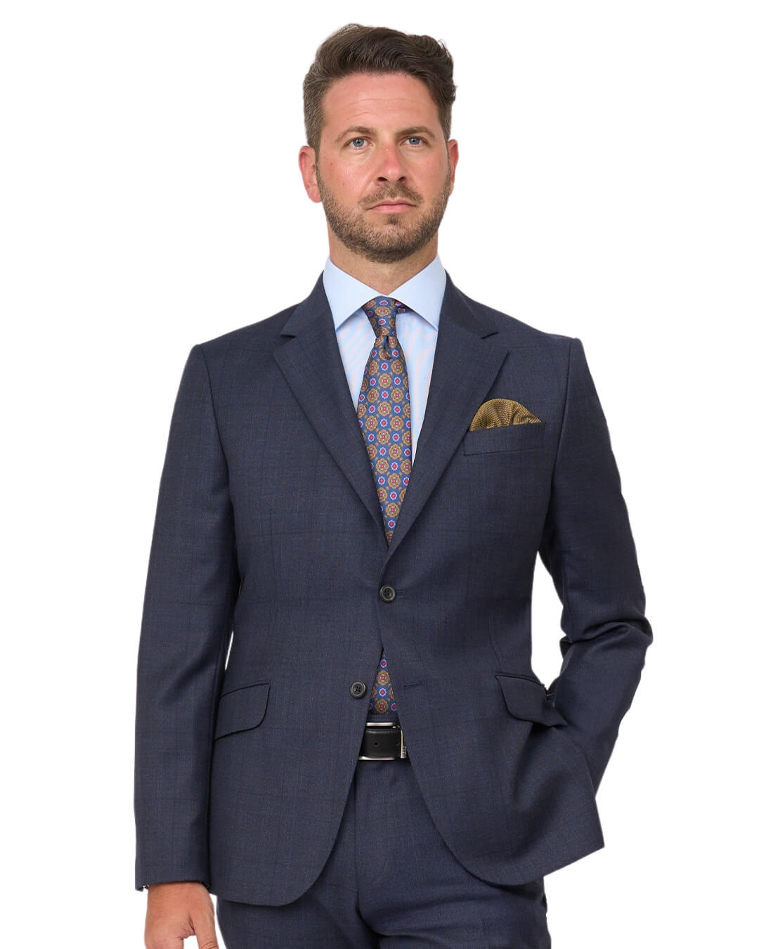 Gagliardi Blue Check Sharkskin Suit