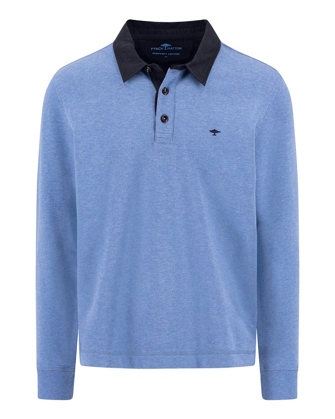 Fynch-Hatton Jumpers Fynch-Hatton Blue Sweat Rugby Solid Shirt