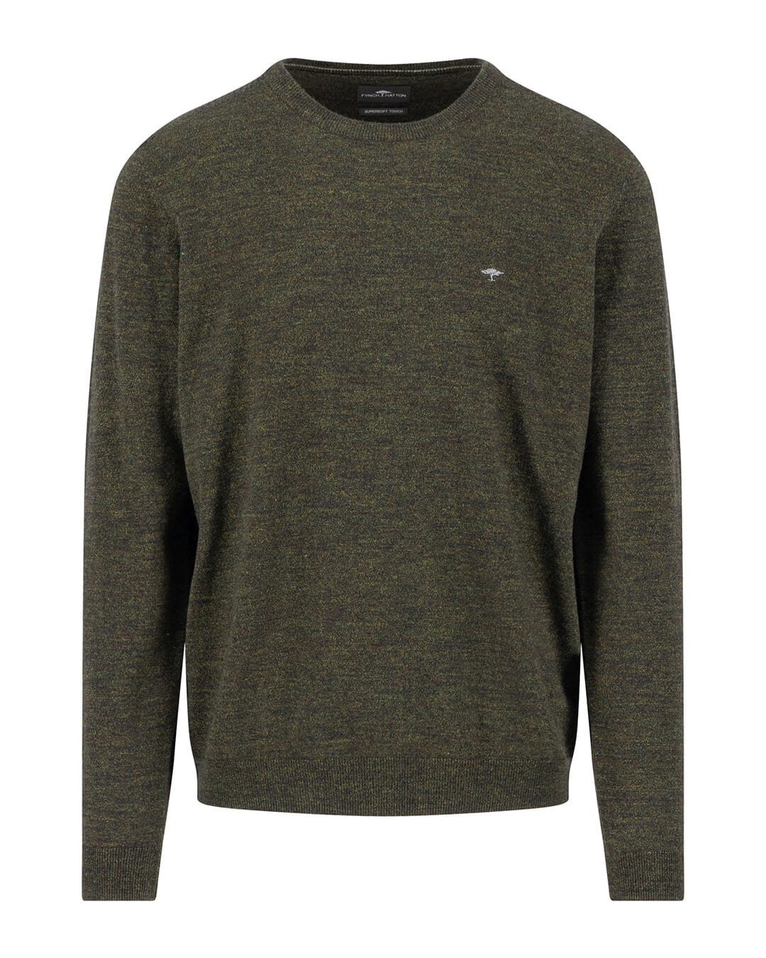 Fynch-Hatton Jumpers Fynch-Hatton Green O-Neck Cotton Wool Sweater