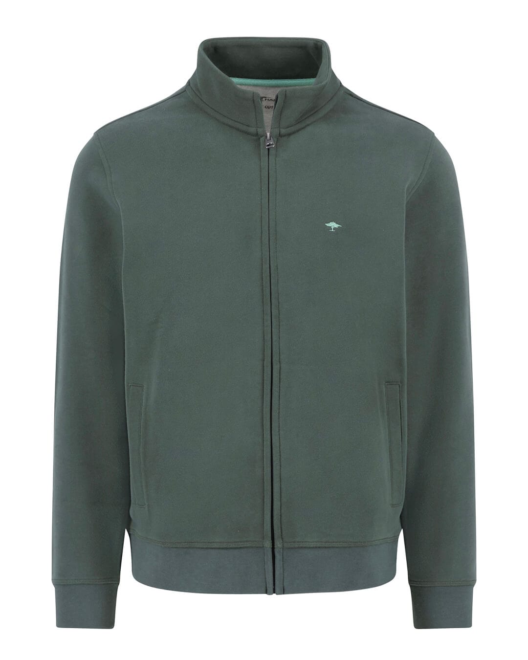 Fynch-Hatton Jumpers Fynch-Hatton Green Sweat Stand-Up Cardigan