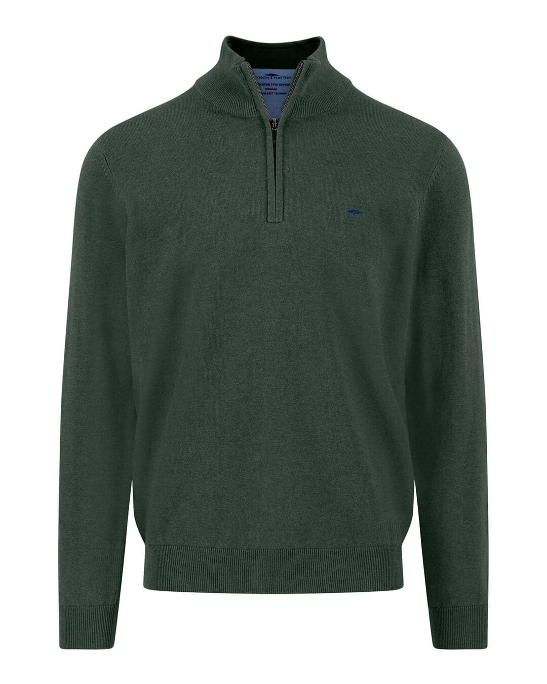 Fynch-Hatton Jumpers Fynch-Hatton Green Troyer-Zip Superfine Half-Zip Sweater