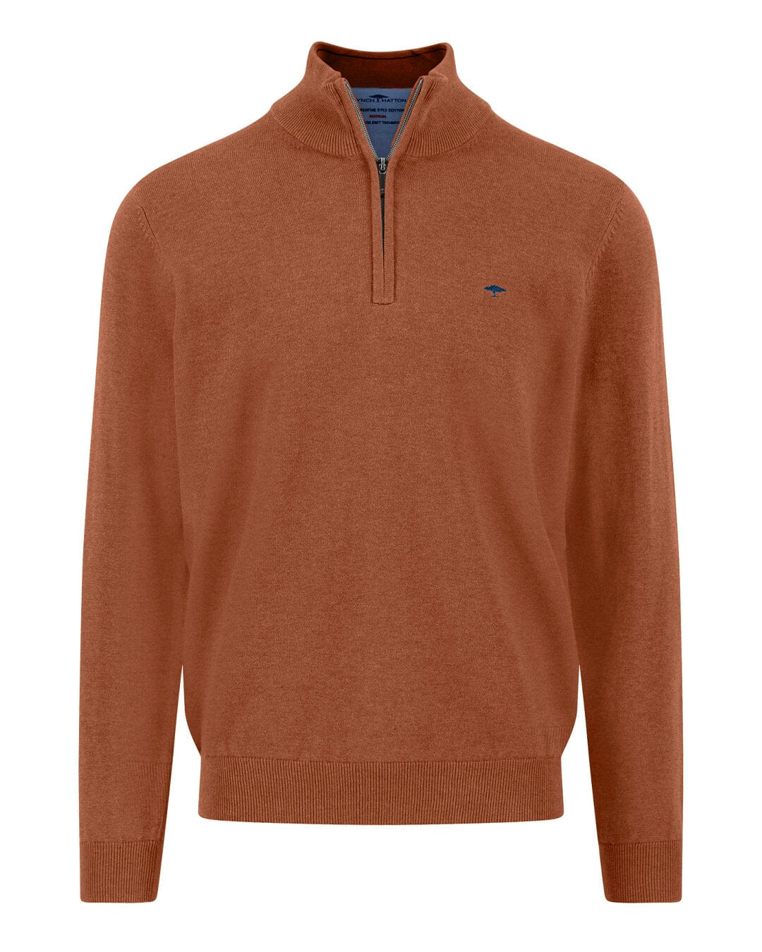 Fynch-Hatton Jumpers Fynch-Hatton Light Brown Troyer-Zip Superfine Half-Zip Sweater