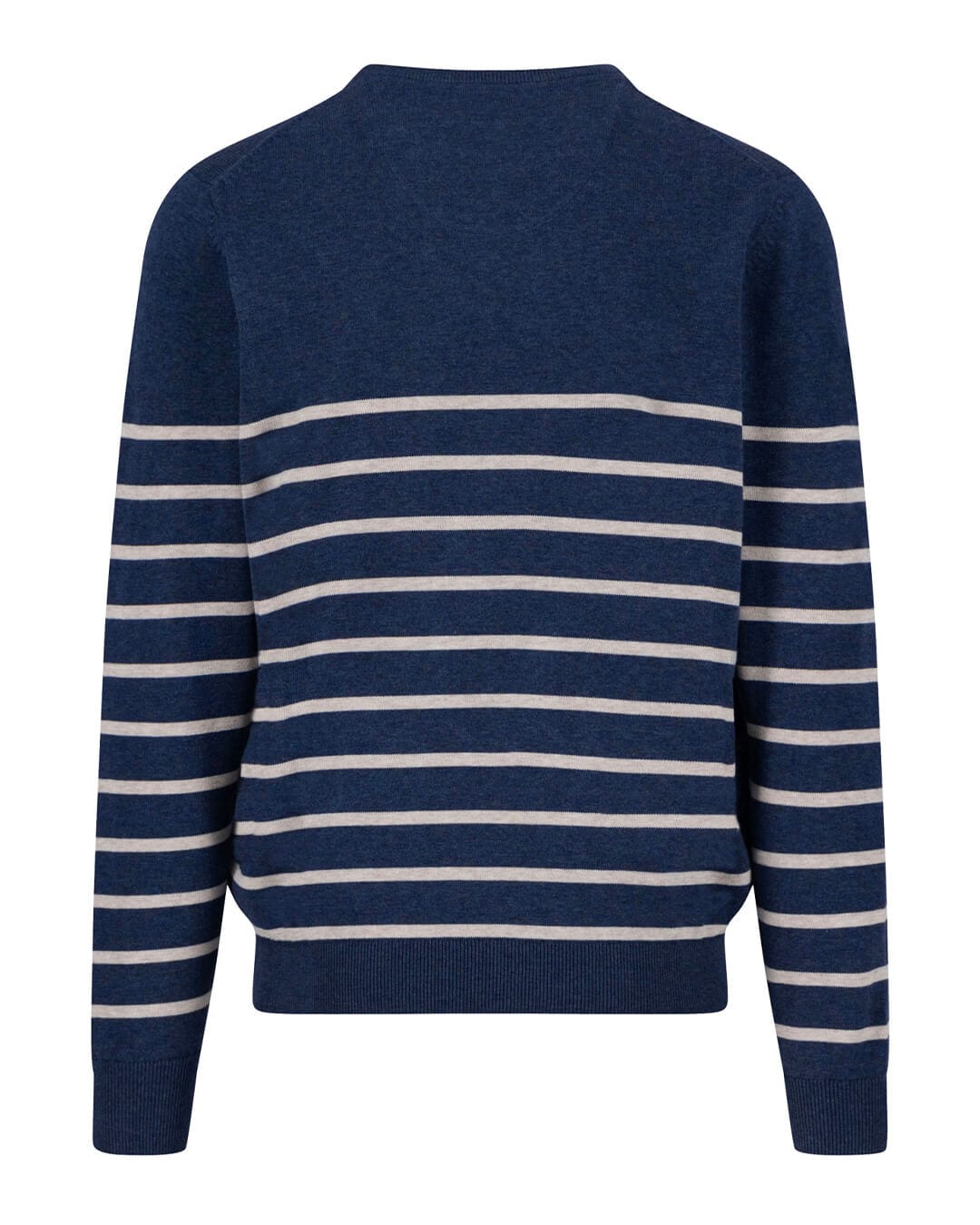 Fynch-Hatton Jumpers Fynch-Hatton Navy Blue O-Neck Stripe Superfine Jumper