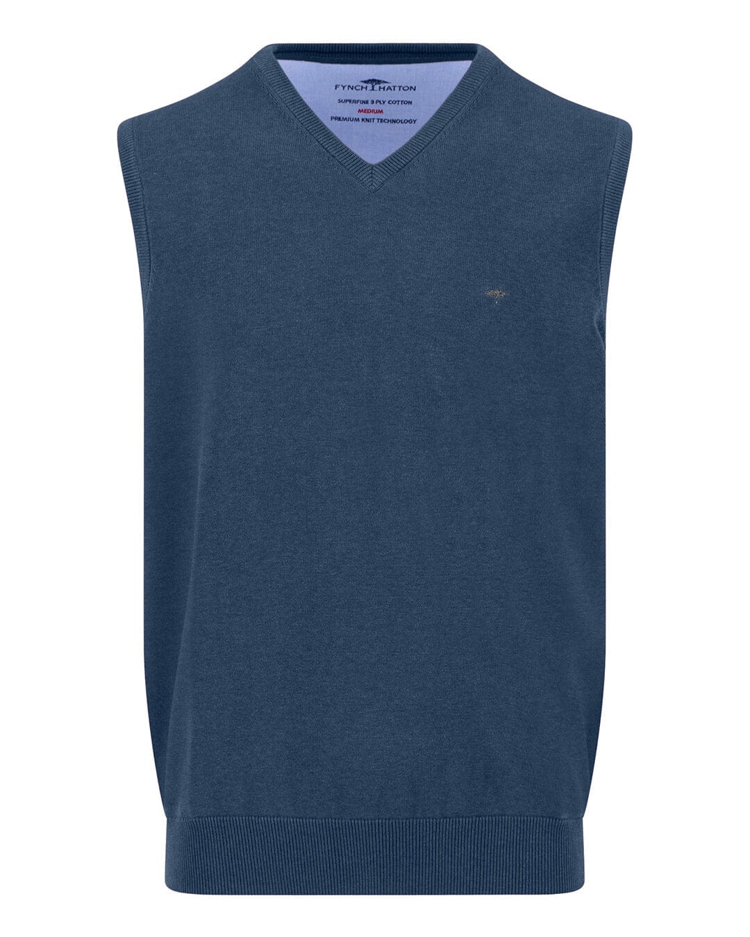 Fynch-Hatton Jumpers Fynch-Hatton Navy Blue Slipover Superfine Sweater