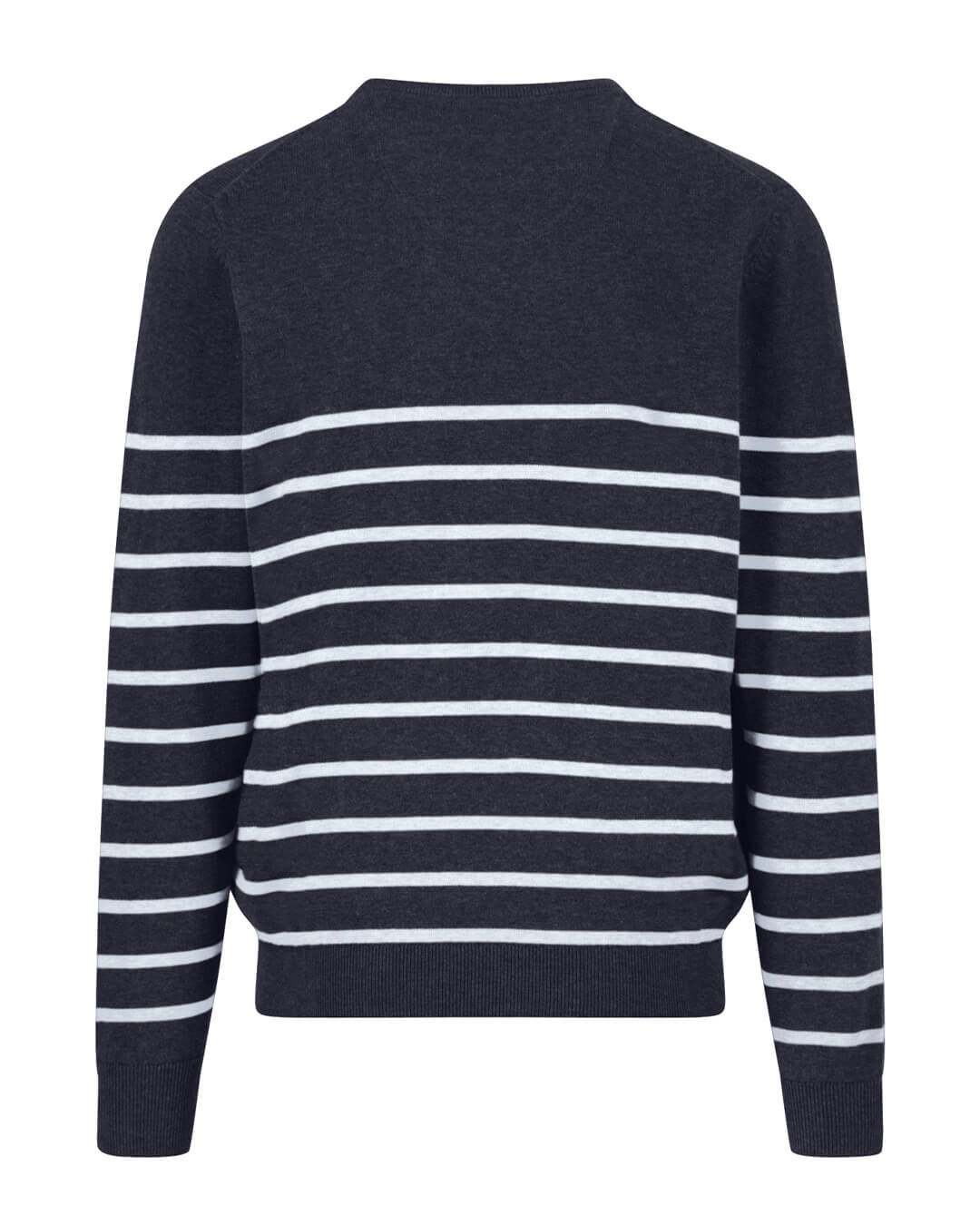 Fynch-Hatton Jumpers Fynch-Hatton Navy O-Neck Stripe Superfine Jumper