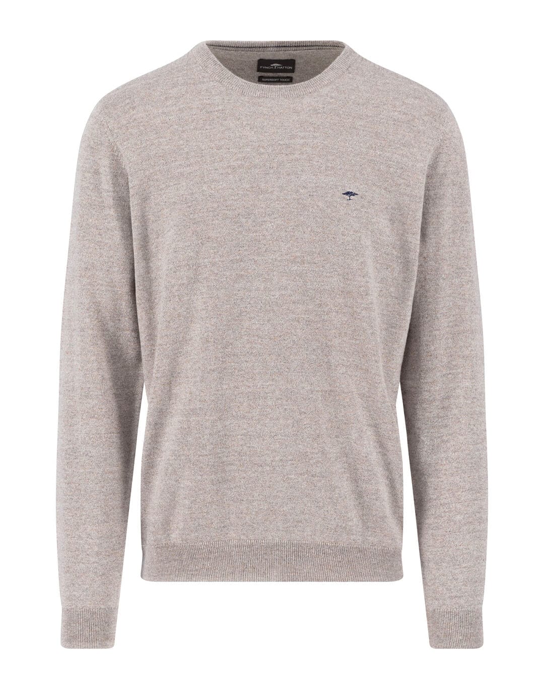 Fynch-Hatton Jumpers Fynch-Hatton Taupe O-Neck Cotton Wool Sweater