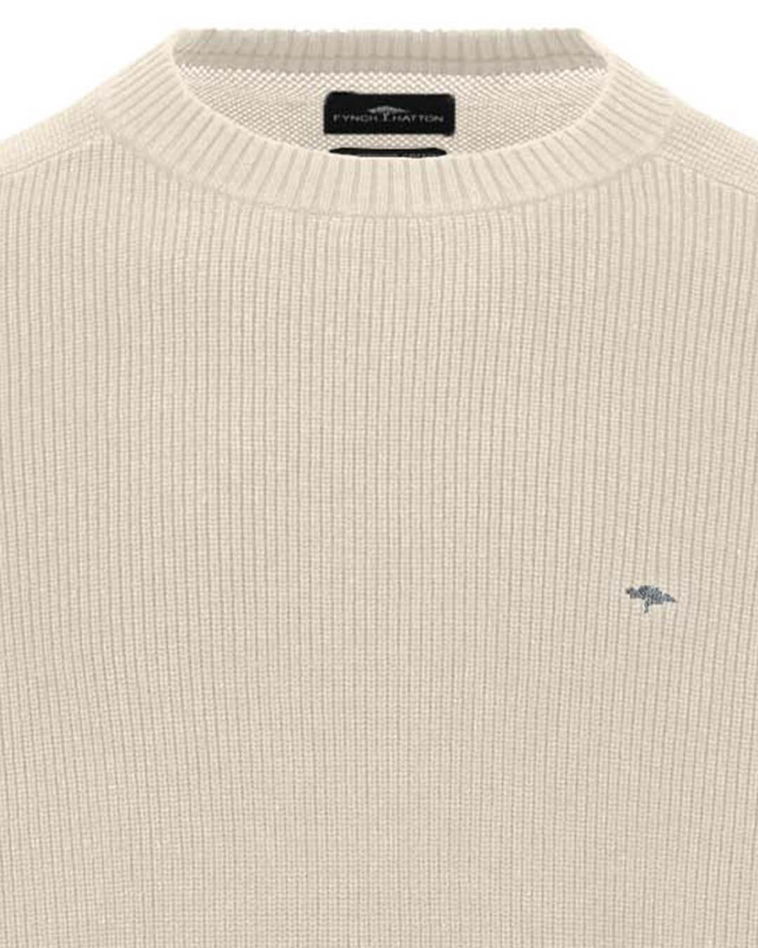 Fynch-Hatton Jumpers Fynch-Hatton White Supersoft Structure Crew Neck Jumper