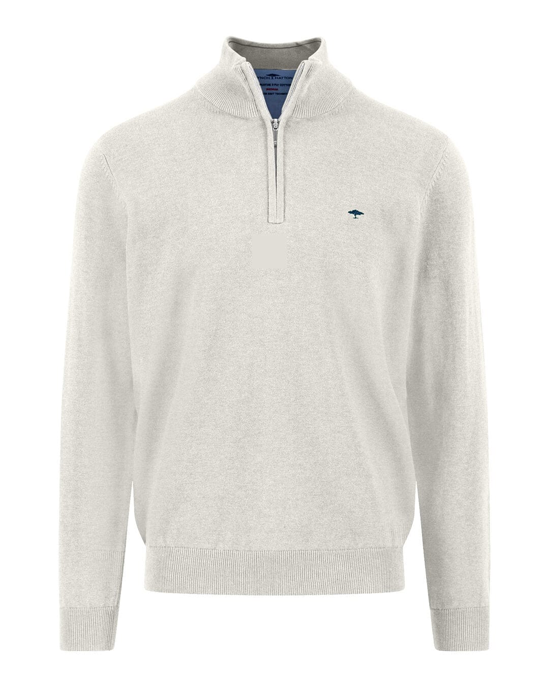 Fynch-Hatton Jumpers Fynch-Hatton White Troyer-Zip Superfine Half-Zip Sweater