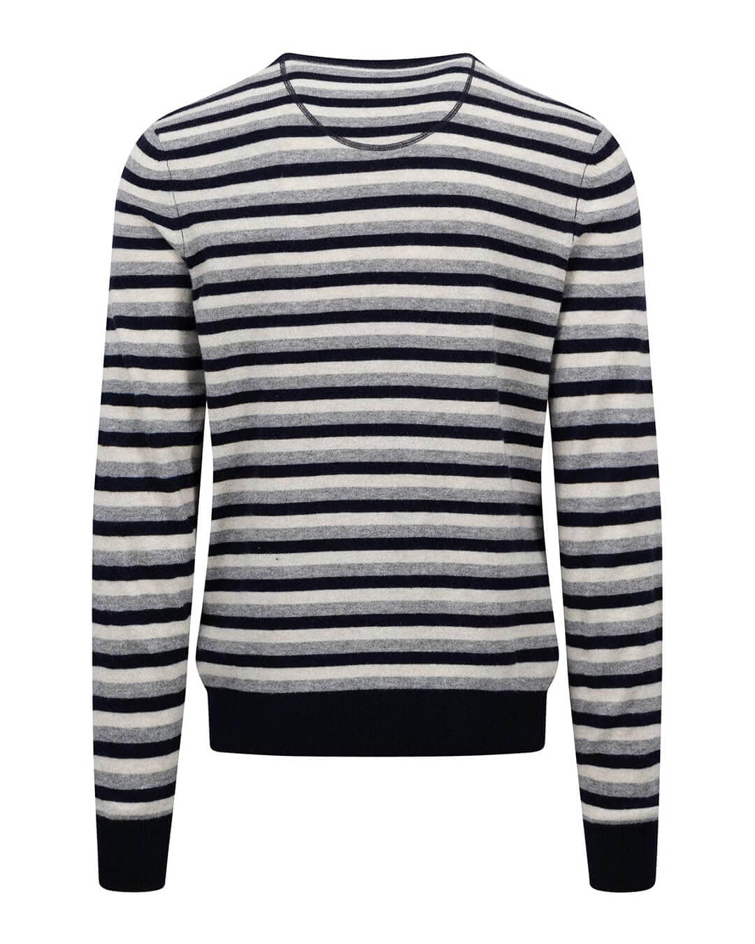 Fynch-Hatton Jumpers O-Neck Merino Cashmere Fine Stripe Navy F690 AW24 New  1410810F690