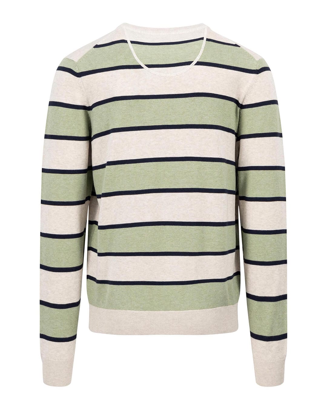 Fynch-Hatton Jumpers O-Neck Stripe Superfine Light Khaki F718 AW24 New  1414218F718