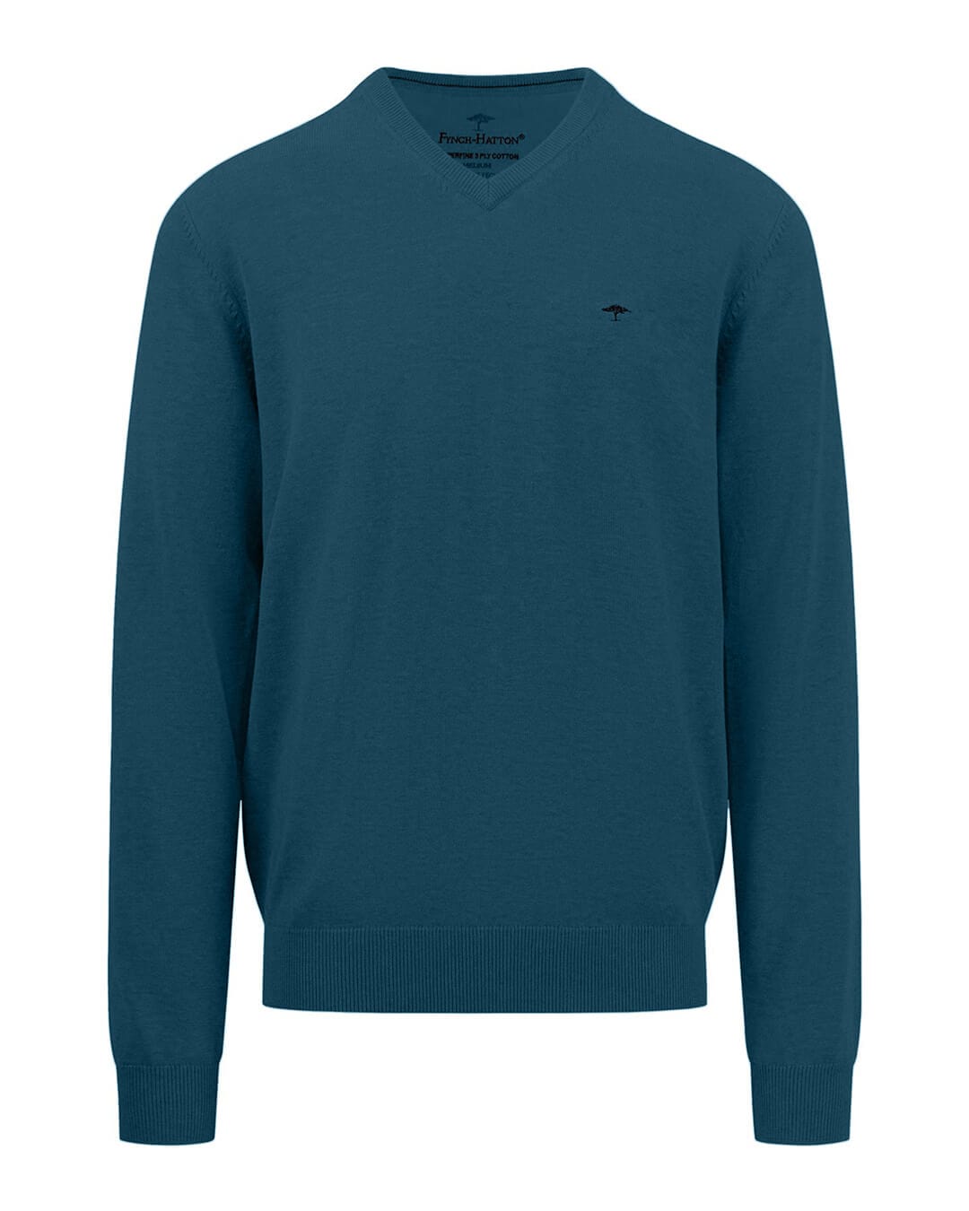 Fynch-Hatton Jumpers V-Neck Superfine Dark Teal F624 AW24 New  1414211F624