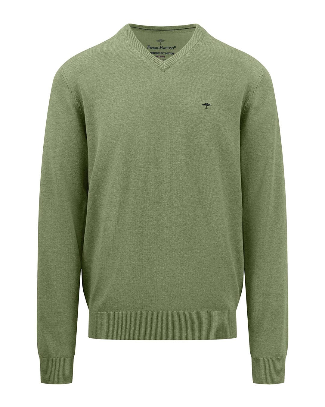 Fynch-Hatton Jumpers V-Neck Superfine Light Khaki F718 AW24 New  1414211F718