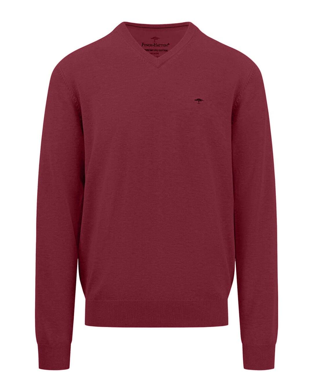 Fynch-Hatton Jumpers V-Neck Superfine Ruby Red F303 AW24 New  1414211F303