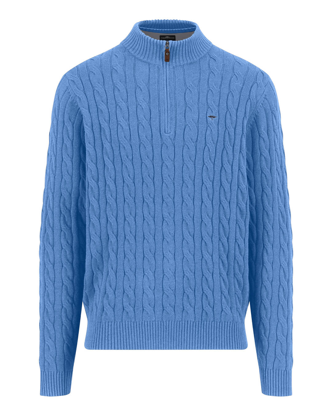 Fynch-Hatton Jumpers ZIP TROYER CABLE SUPERSOFT BLUE F604