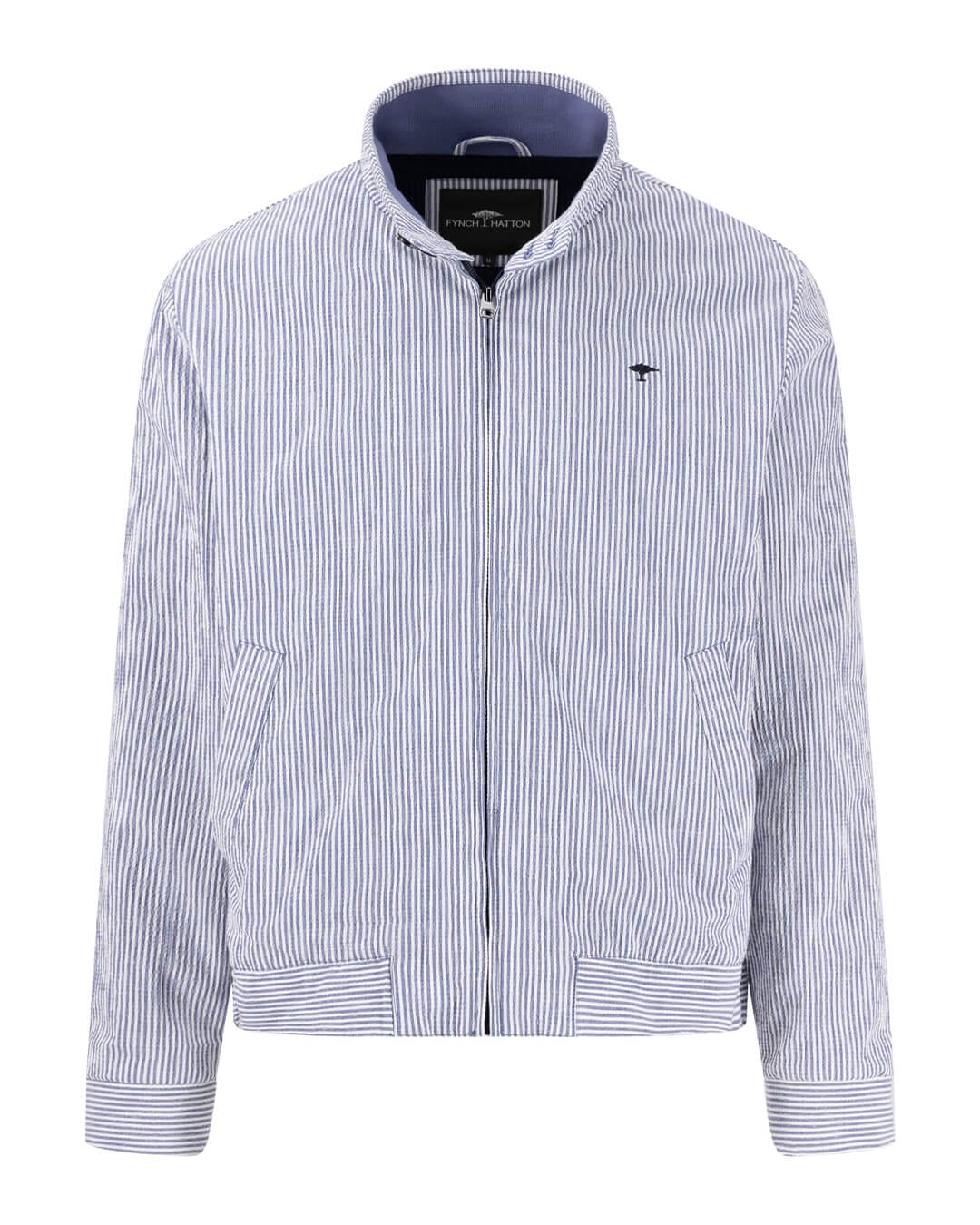 Fynch-Hatton Outerwear Fynch-Hatton Striped Seersucker Blue Blouson Jacket