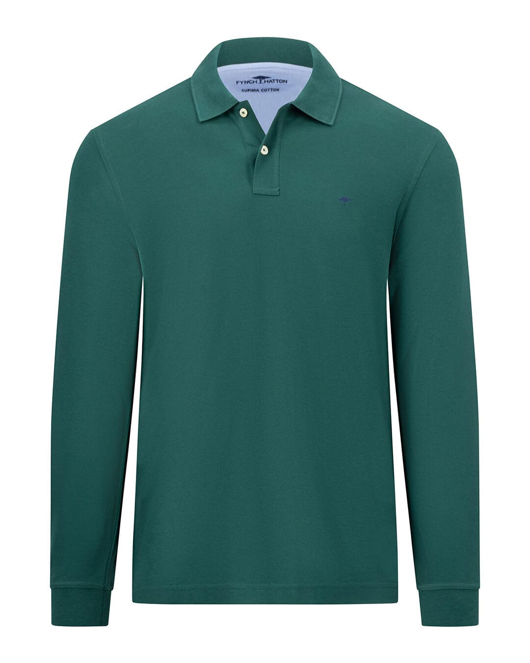 Fynch-Hatton Polo Shirts Basic Polo Ls Supima Dark Emerald F707 AW24 New  14141701F707