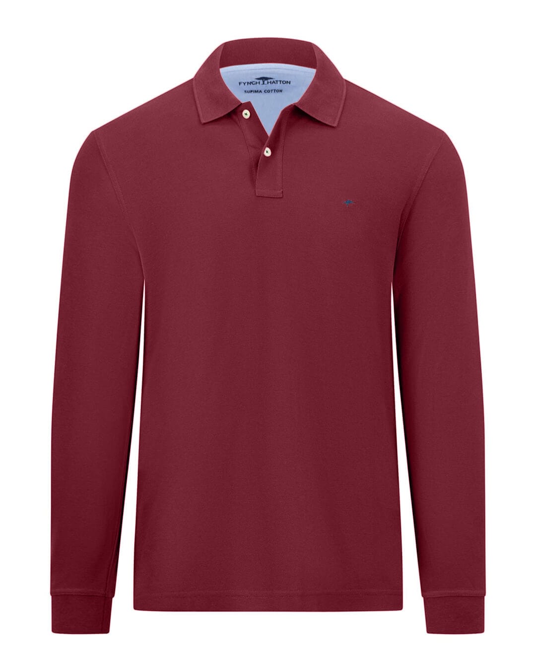 Fynch-Hatton Polo Shirts Basic Polo Ls Supima Ruby Red F303 AW24 New  14141701F303