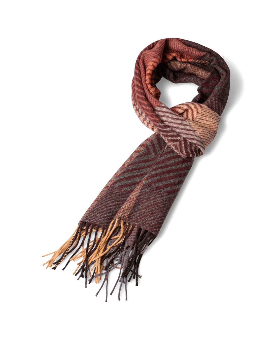Fynch-Hatton Scarves ONE HERRINGBONE CHECK SCARF BURGUNDY F368