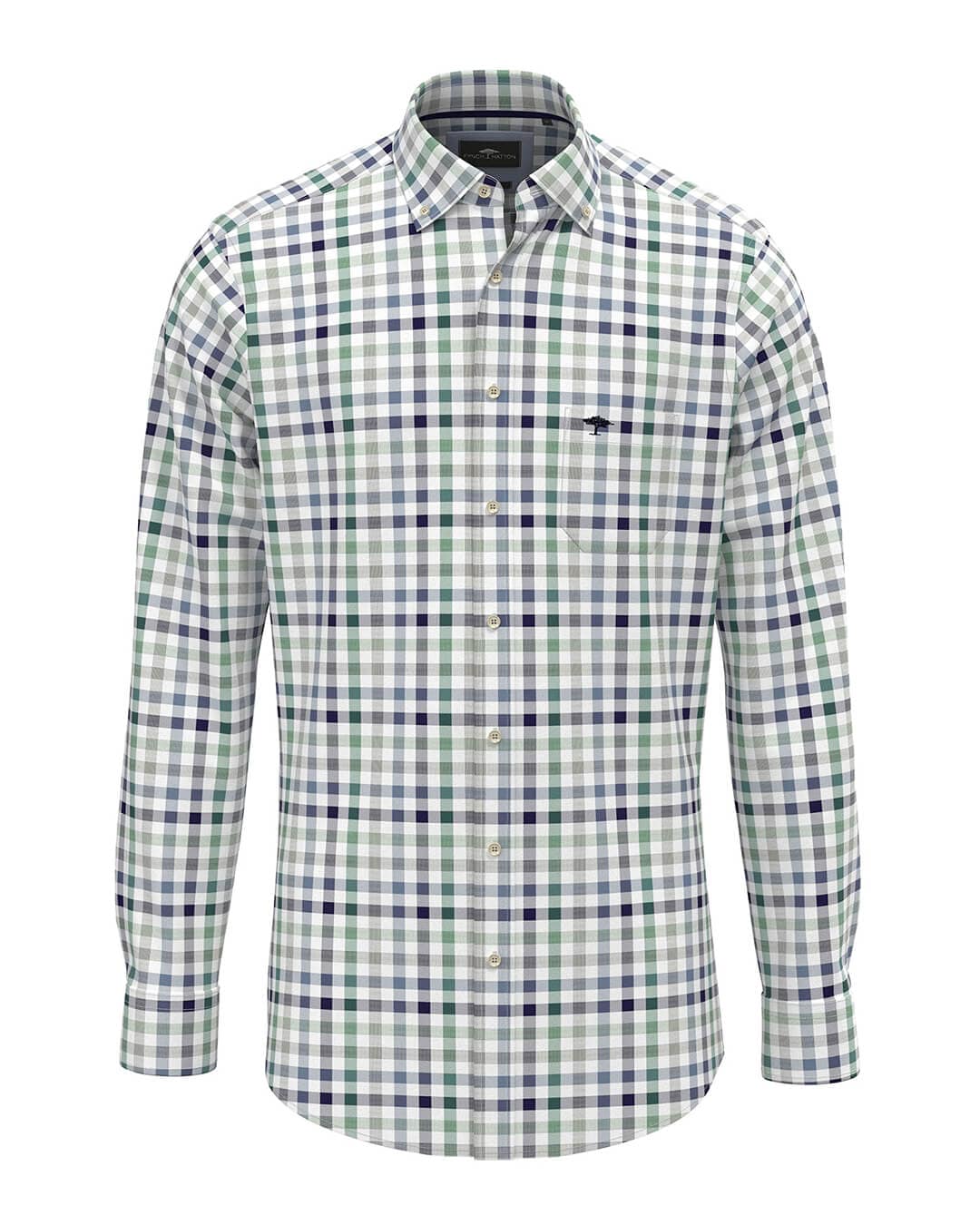 Fynch-Hatton Shirts Classic Combi Check Bd Ls Grass Green F721 AW24 New  14148000F721