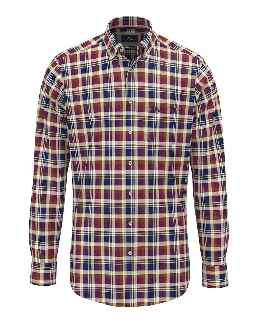 Fynch-Hatton Shirts COLORFUL WASHED OXFORD BD LS BURGUNDY F368