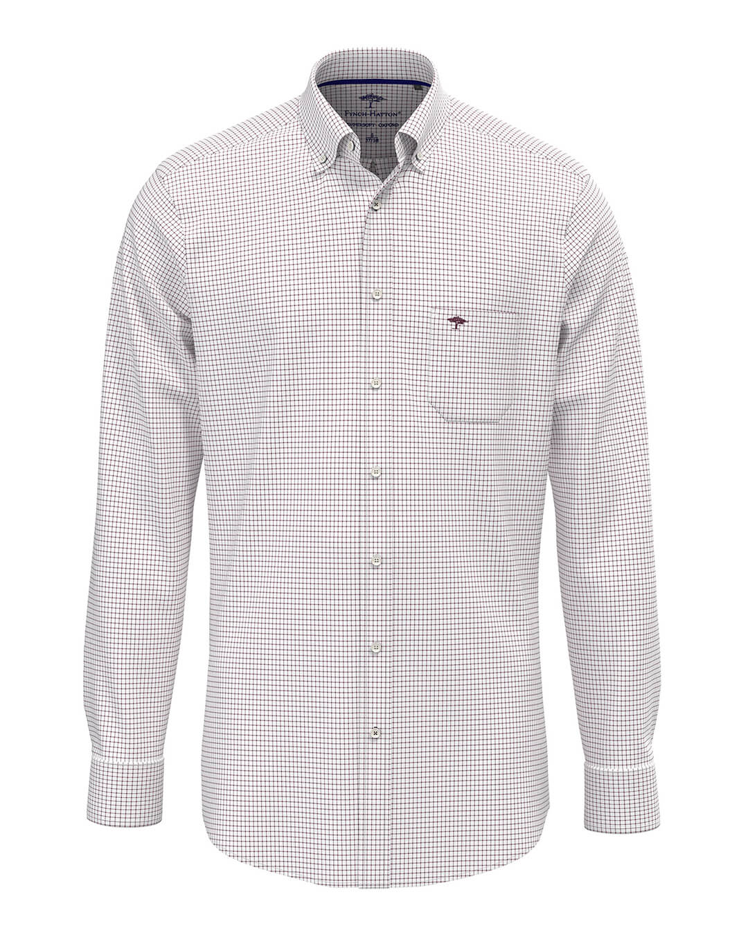 Fynch-Hatton Shirts ESSENTIAL OXFORD CHECK BD LS BURGUNDY F368