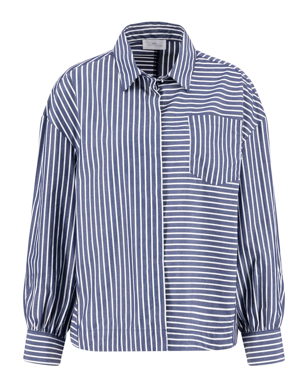 Fynch-Hatton Shirts Fynch-Hatton Blue Blouse Asym Stripe Shirt