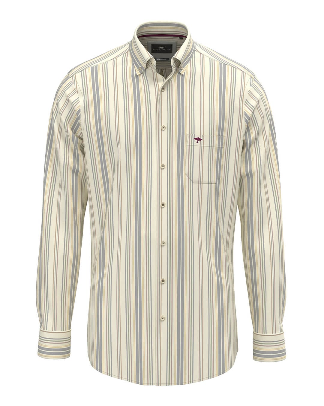 Fynch-Hatton Shirts WASHED OXFORD STRIPE BD LS BURGUNDY F368