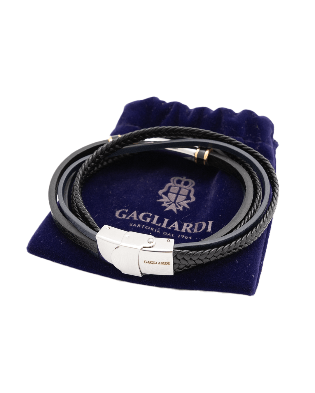 Gagliardi Bracelets Gagliardi Black Multi Strand Leather Bracelet