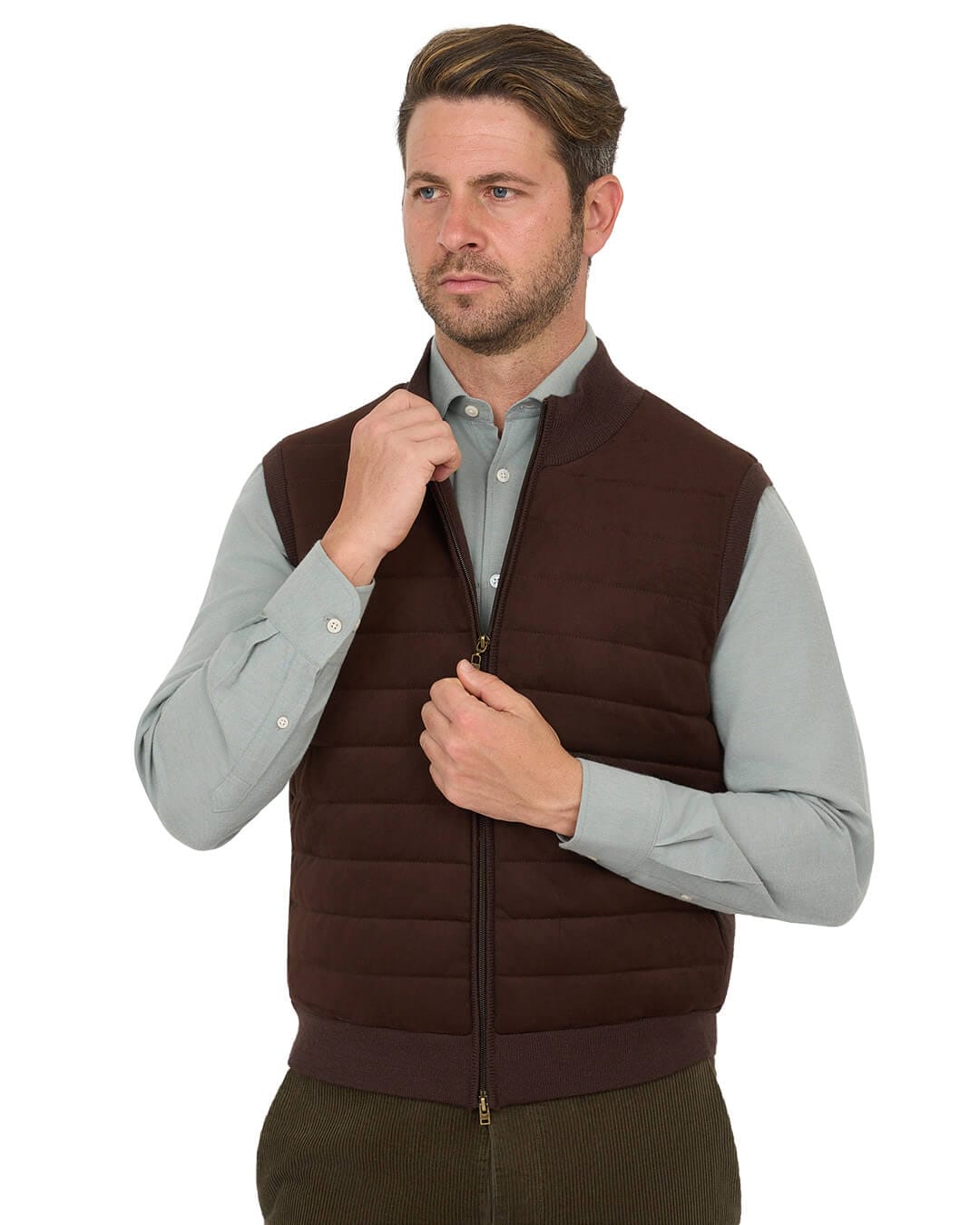 Gagliardi Gilets Gagliardi Brown Gilet Hybrid Knit & Faux Suede