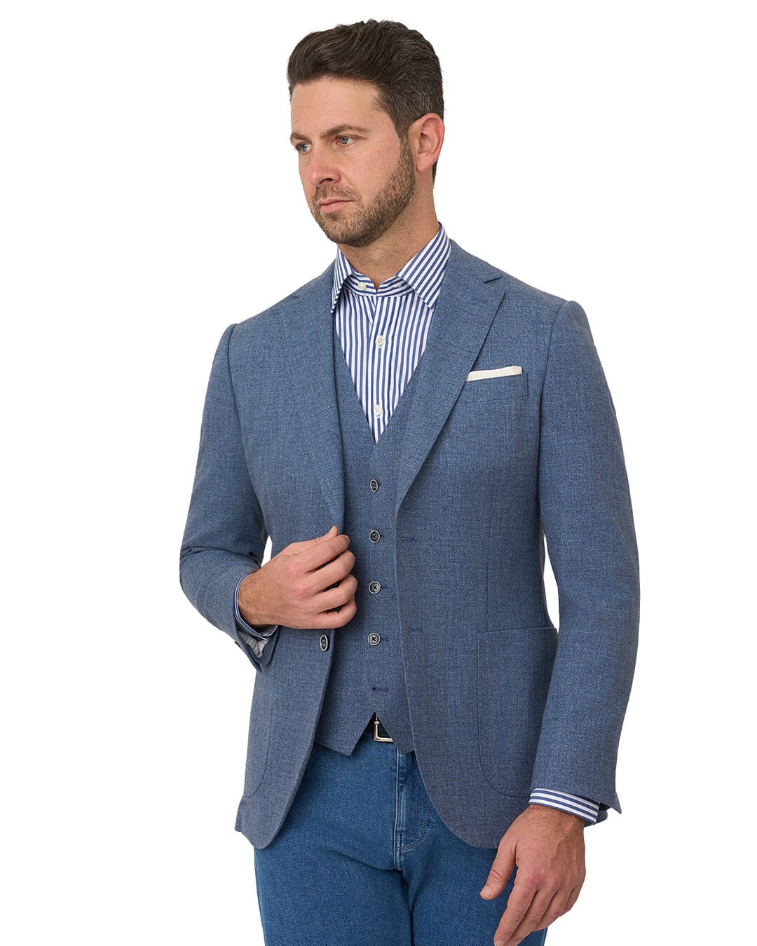 Gagliardi Jackets Gagliardi Blue Jacket Basketweave Cotton Blend