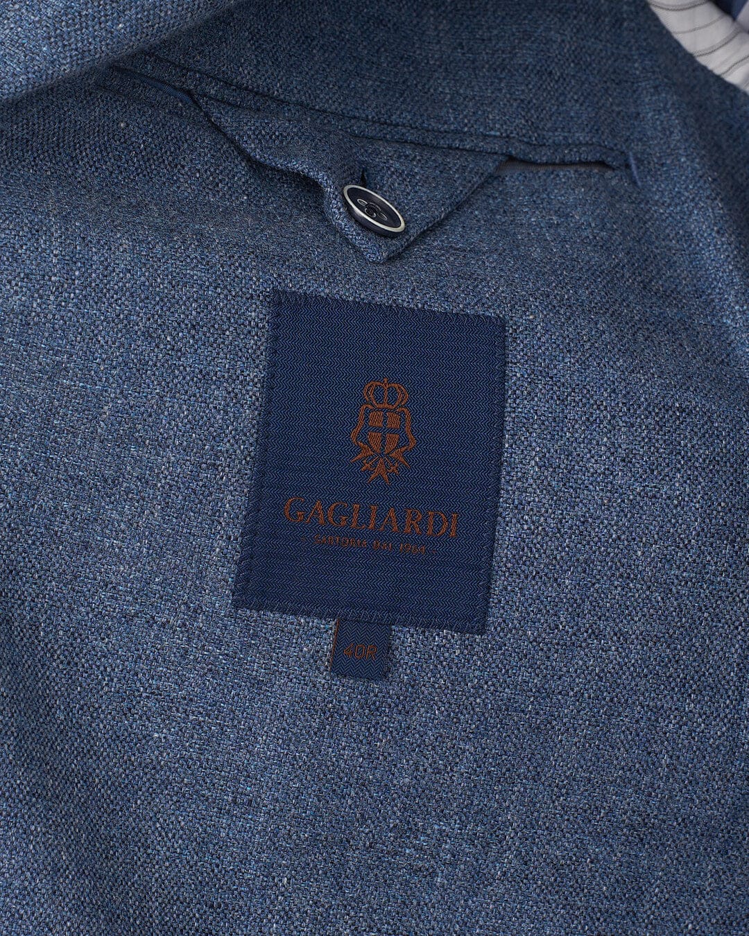 Gagliardi Jackets Gagliardi Blue Jacket Basketweave Cotton Blend