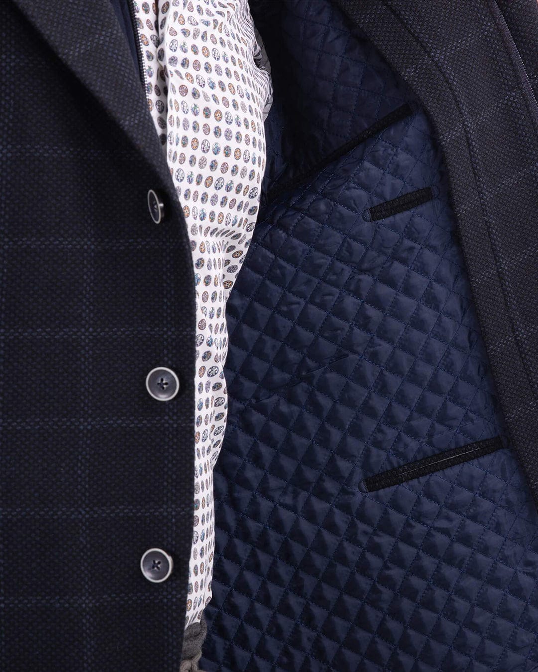 Navy Birdseye Check Pettorina Jacket