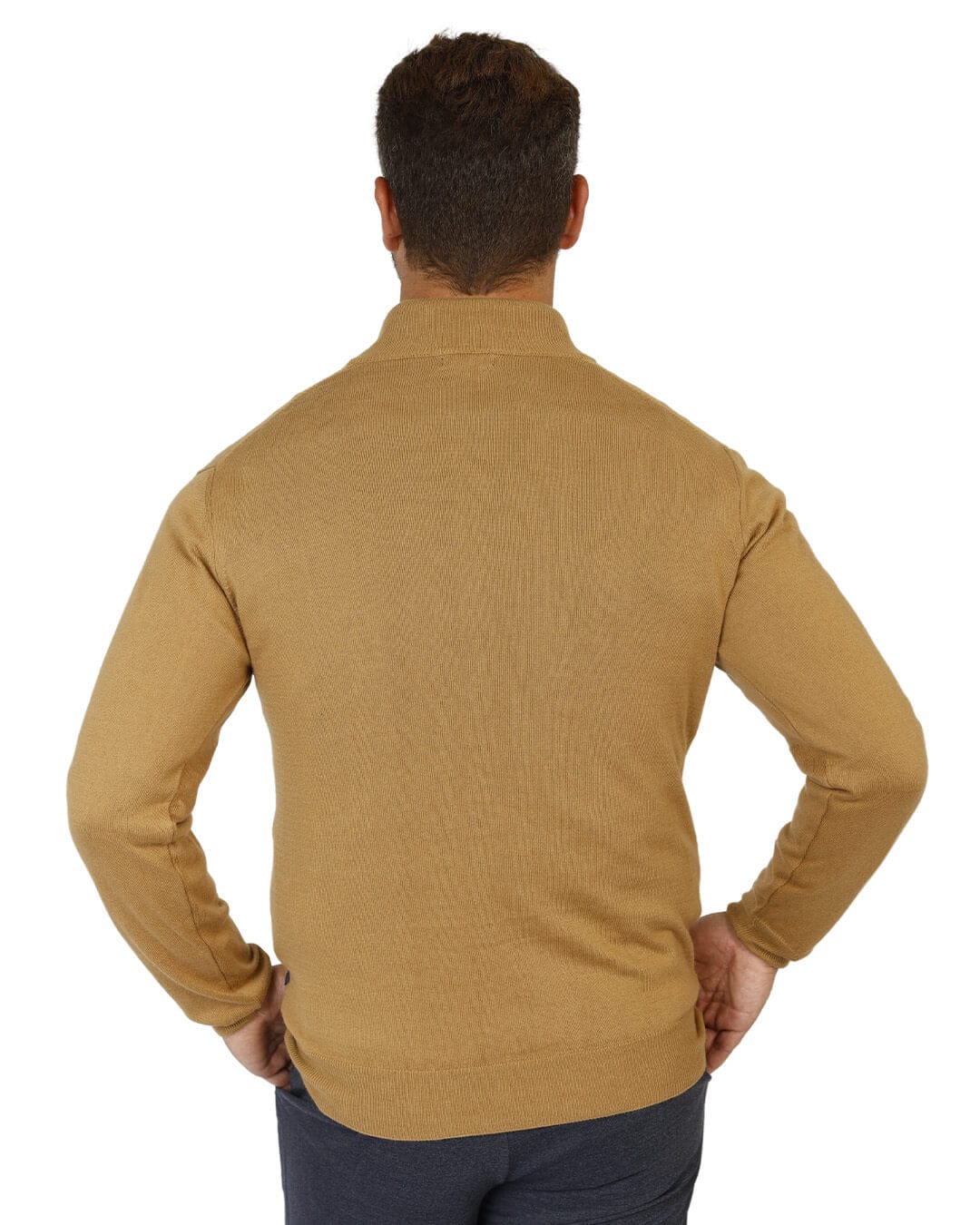 Gagliardi Jumpers Gagliardi Camel Cotton Cashmere Zip Neck Jumper