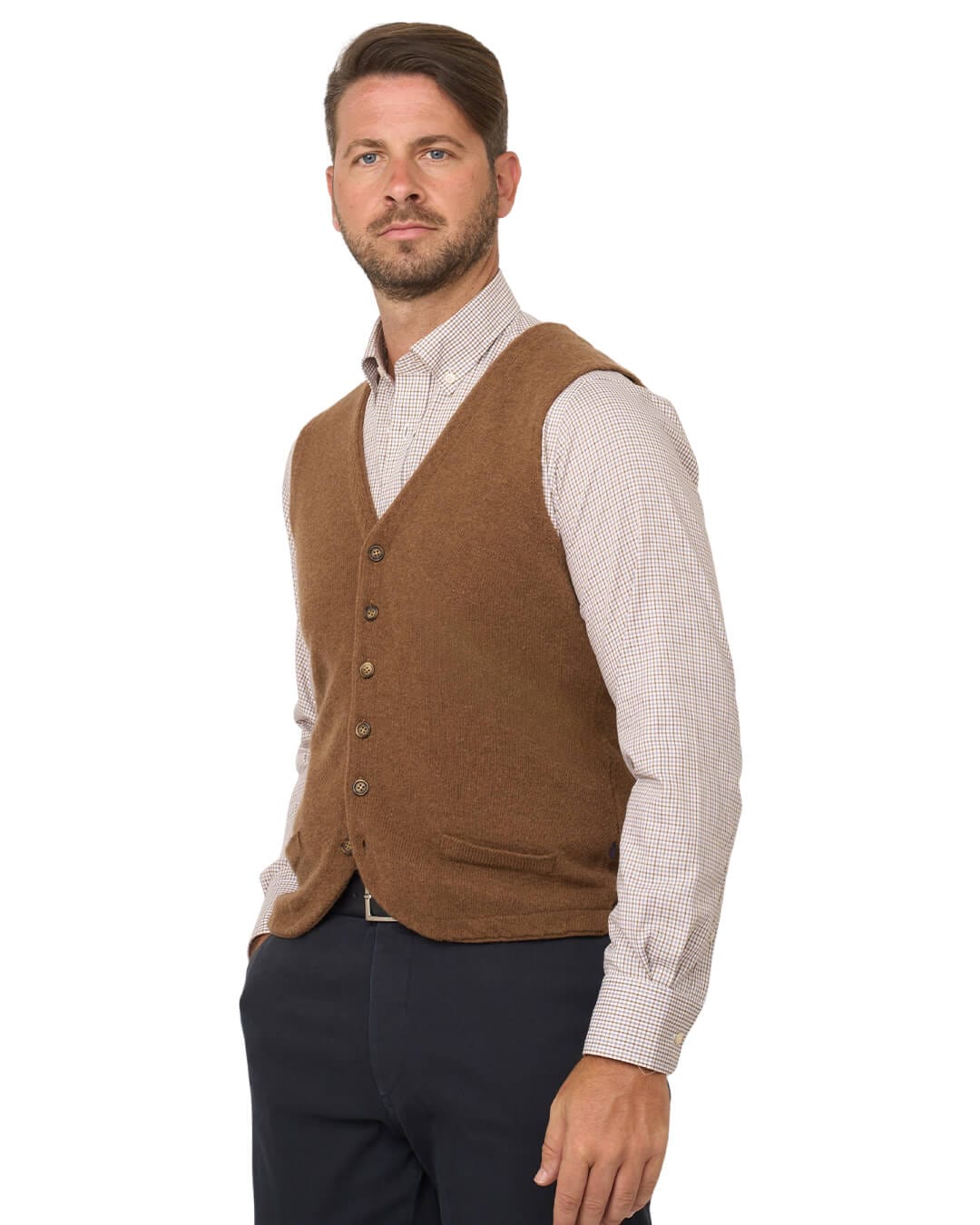 Gagliardi Jumpers Gagliardi Camel Lambswool Knitted Waistcoat