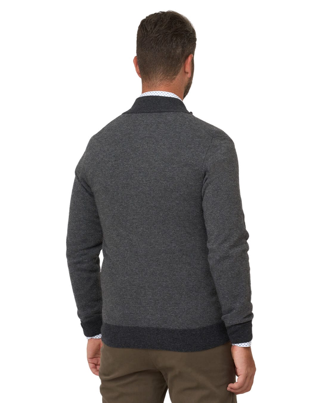 Gagliardi Jumpers Gagliardi Charcoal Wool Cashmere Blend Full Zip Cardigan