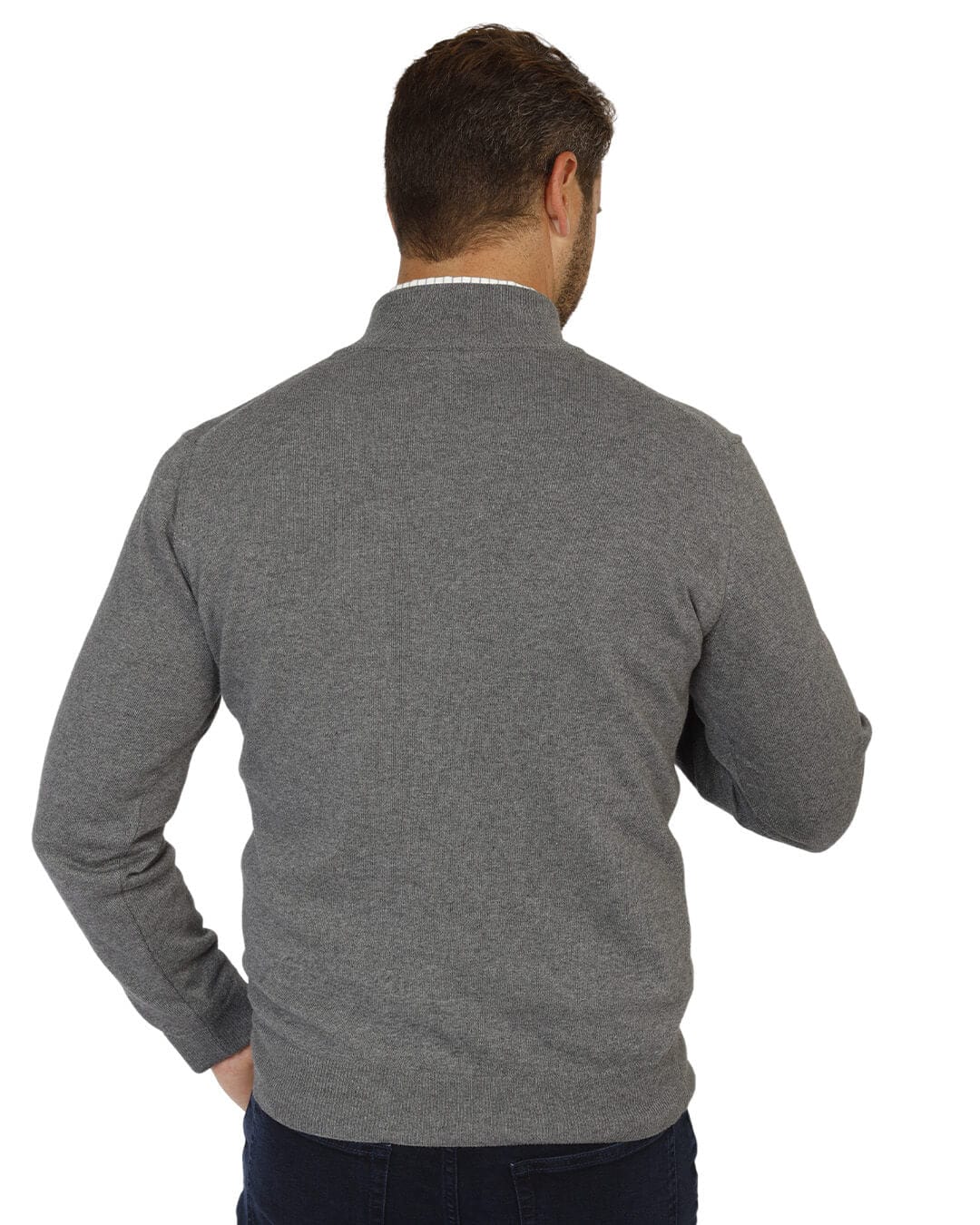 Gagliardi Jumpers Gagliardi Grey Cotton And Cashmere Zip Neck Jumper