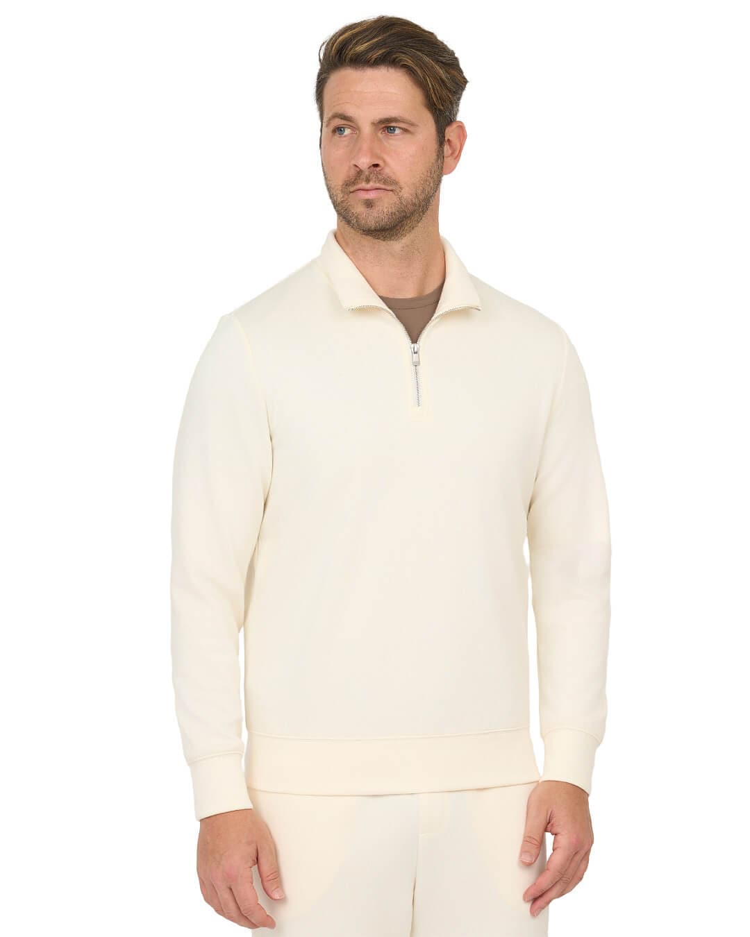 Gagliardi Jumpers Gagliardi Ivory Sweatshirt Half Zip Interlock