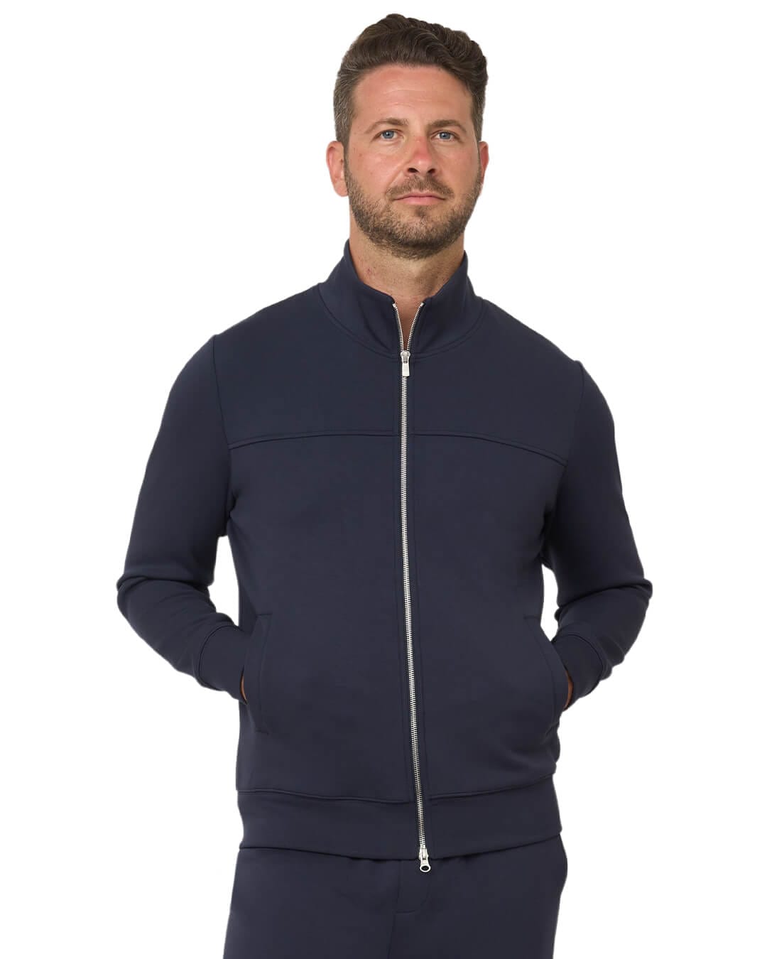Gagliardi Jumpers Gagliardi Navy Sweatshirt Full Zip Interlock